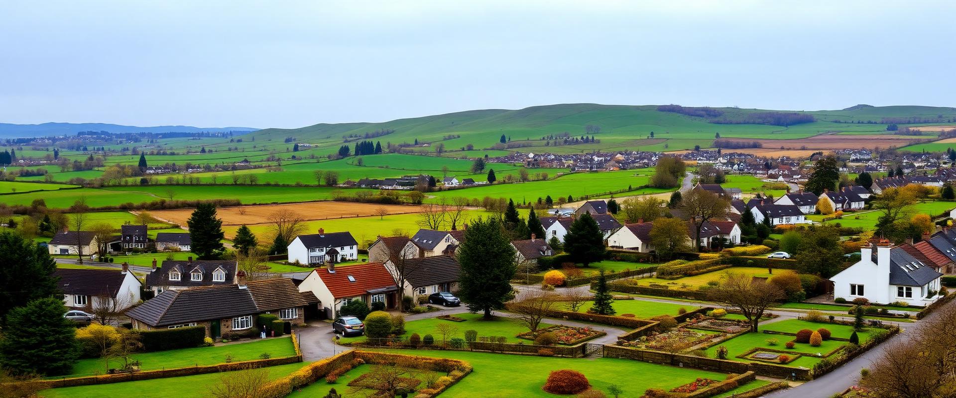 Dundonald village in Ayrshire with rural residential properties and large gardens