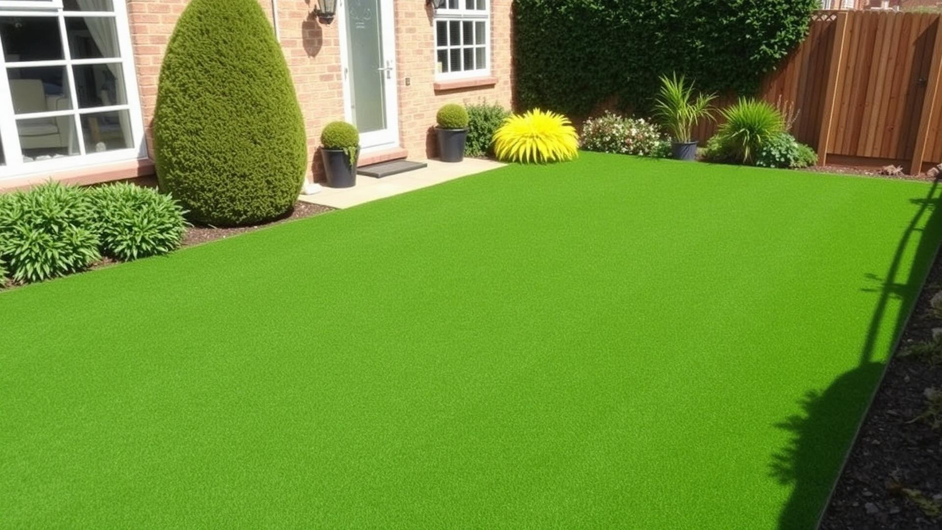 Immaculate artificial grass lawn installed at a residential front garden in Ayrshire