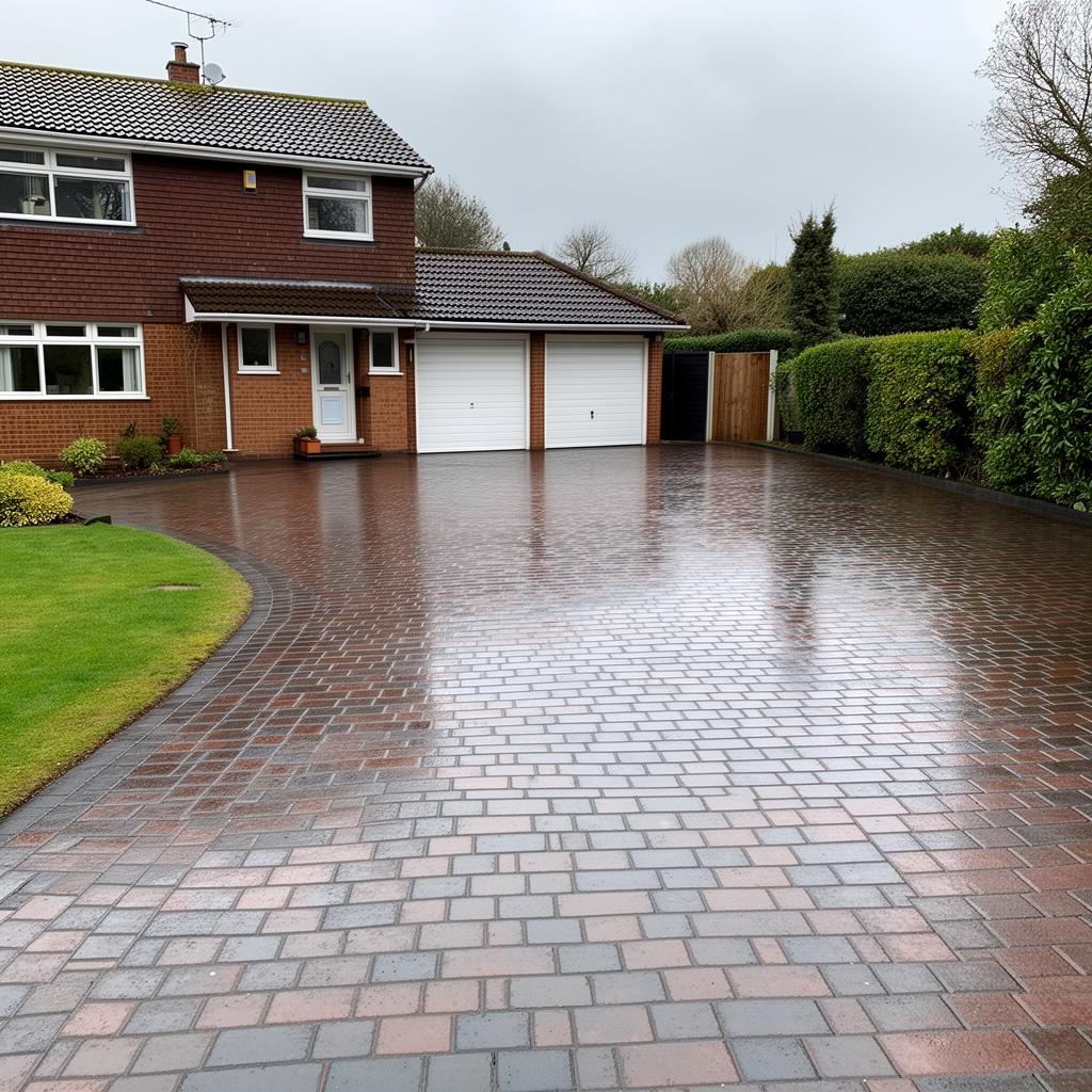 Before and after professional driveway cleaning on block paving in Ayrshire